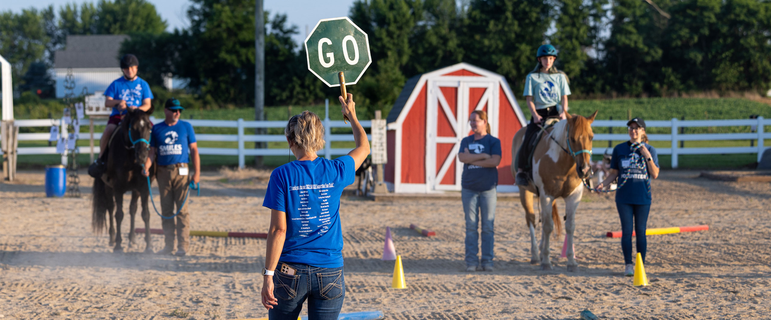 horses waiting to start trials